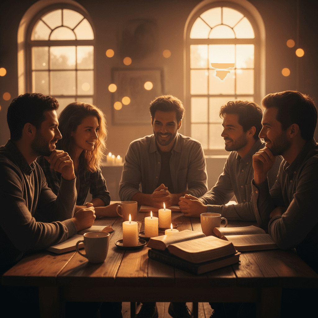 Community members in small group discussion