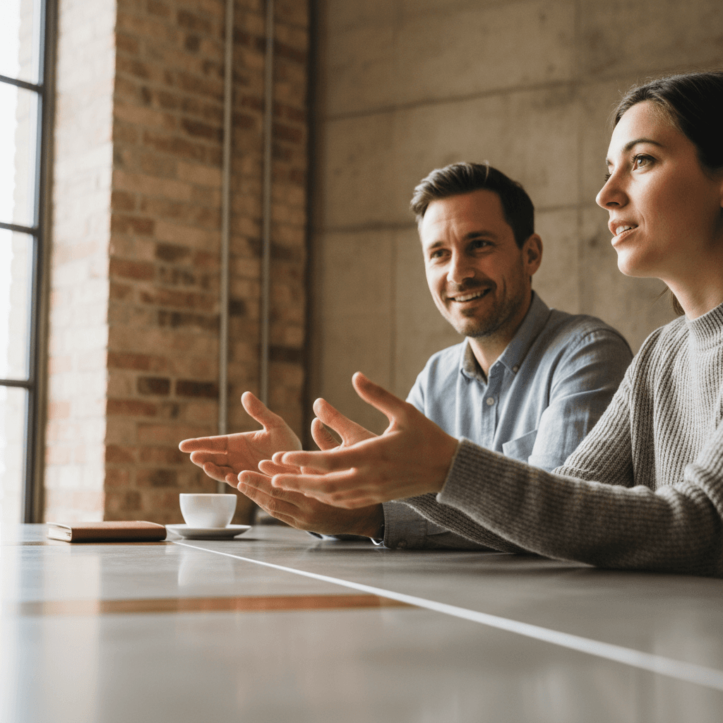 Member sharing testimony with group